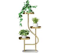 3 Tier Iron Plant Stand Rack With Marble Base, Tall Corner Metal Pot Holder Indoor Flower Pot Stand Decorative Plant Shelf Display Rack Unit For Multiple Plants, Perfect For Home, Patio