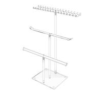3-Tier Jewellery Organiser, 3-Tier Jewellery Stand, Clear Acrylic T Bar Necklace Holder Organiser, Earring Holder for Display and Storage, Necklace Organiser for Bracelets, Rings