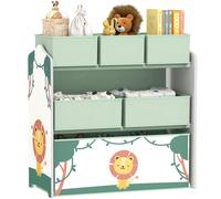 3 Tier Kids Storage Shelf with 6 Removable Fabric Boxes Green