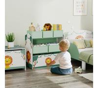 3-Tier Kids Toy Storage Units with 6 Removable Fabric Boxes for Kids AIYAPLAY Green One Size