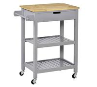 3 Tier Kitchen Cart Island Rolling Dining Wooden Trolley Storage Cabinet Home Wood Multi-Purpose Trolley with Shelves & Drawers Space-Saving Living Room Cart
