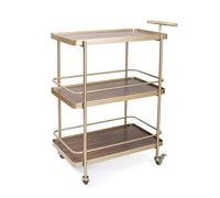 3-Tier Kitchen Storage Cart Commercial Bar Cart with Wheels & Handle Metal/Wood Service Trolley for Drinks & Desserts Coffee Bar Utility Cart