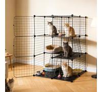 3 Tier Large Cat Cage Indoor & Outdoor, 74x74x107cm DIY Cat Enclosure with Hammock, Detachable Metal Wire Cat Enclosure, Pet Playpen for 1-3 Cats, Rabbits (3 Tier)