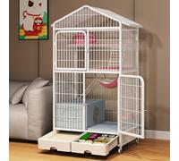 3-Tier Large Cat Cage with Wheels, Indoor/Outdoor Cat Condo, Pull-Out Tray, Multi-Feature Enclosure for 1-3 Cats, Black, Spacious Cat House for Happy Felines