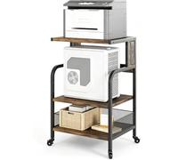 3-Tier Large Printer Stand with Outlets & USB Ports, Rolling Printer Cart