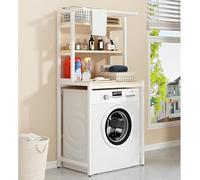 3-Tier Laundry Room Shelf, Over The Washer and Dryer Storage Shelf, Above Washing Machine Shelf, Shelves Above Toilet with Hanging Rod, Bathroom Organization Space Saving Shelving Units(Color:White)