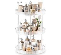 3 Tier Lazy Susan Bathroom Countertop Organizer, 360° Clear Rotating Makeup Cosmetic Perfume Storage Tray, Spinning Vanity Organizer Shelf for Bathroom Cabinet, Dresser, Kitchen(Large)