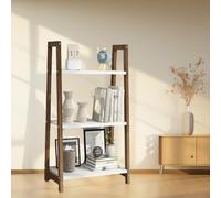 3-Tier Leaning Ladder Shelf - Freestanding Storagefor Living Room Kitchen & Office - Stylish Brown Bookcase (60x30x90cm)