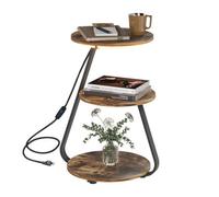 3-Tier Led Side Table With Storage Brown