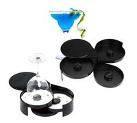 3 Tier Margarita Salt Rimmer, 2 Pack Bar Glass Rimmer with Acrylic Sugar Salt Rimmer Lime Glass Salt Box Spice Container Salt Box Spice Container for Cocktail Bartender Tool Party Home, Black