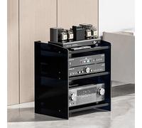 3-Tier Media Stand Entertainment Center with Adjustable Shelves Stereo Rack & Game Console Storage Modern Audio Cabinet for Living Room & Media Display
