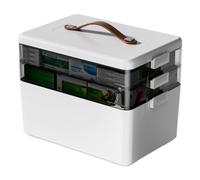 3-Tier Medicine Cabinet Organizer with Handle,Portable First Aid Kit Box | Partitioned Emergency Secure Medicine Storage Case for Bathroom,Home,Travel,School,Office (White)