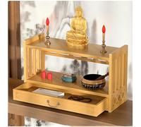 3-Tier Meditation Table with Drawer, Meditation & Floor Table, Bamboo Altar Tables, Storage Tables Altar Table, Puja Desks for Meditation, Prayers, Divination, Worship,Natural,52 * 28cm/20.4 * 11in