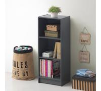 3 Tier Medium Narrow Bookcase Shelving Unit Living Room Office Bedroom Dark Grey