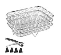 3 Tier Mesh Basket Rack Set for Air Fryer, Steamer, and Oven Dishwasher Safe (Rectangular)