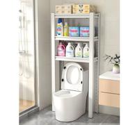 3-Tier Metal Bathroom Shelf Adjustable Storage Cabinet Above Toilet White nizer for Bathroom Laundry Balcony (70x30x138 cm)