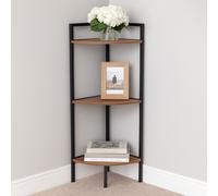 3 Tier Metal & MDF Rustic Corner Cabinet Free Standing Bookcase