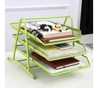 3 Tier Metal Mesh Letter Tray,Desk Office Filing Trays Organizer,Paper Document Stackable Storage Supports Organiser,Desk Letter Filing Tray Holder (Green)