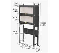 3-Tier Metal Over-The-Toilet Storage Rack with Cabinet - Space-Saving Bathroom Shelf Sturdy Black Design for Restroom Ideal for Toiletries & Accessories