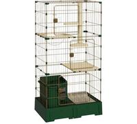 3-Tier Metal Pet Enclosure - DIY Playpen, with Platforms, Walk-In Cat Cage, Perfect Balcony Cat Play Area(Green)