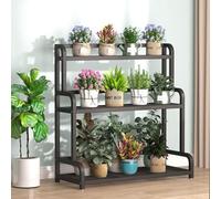 3 Tier Metal Plant Stand Freestanding Flower Pot Holder Display Rack for Balcony & Garden Multi Level Planter Shelf (Size: 100×40×102cm Color: Black)