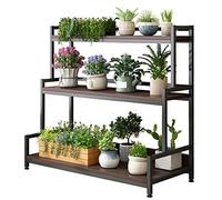 3-Tier Metal Plant Stand - Stair Style Display Rack for Potted Plants 25" to 48" - Stable Flower Pot Shelf for Living Room Patio & Garden Decor