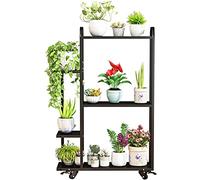 3-Tier Metal Plant Stand - Tall Corner Shelf for Indoor/Outdoor Use Multi-Tier Ladder Planter Pot Holder & Flower Display Rack for Home Garden Patio - Black