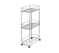 3 Tier Metal Rolling Cart: Versatile Storage Shelf for Kitchen Bathroom Living Room & Entryway. Compact Design (26 Inches) Perfect for Small Spaces.