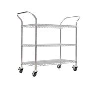 3-Tier Metal Rolling Cart with Dual Handles - Versatile Storage Solution for Kitchen, Office, and Warehouse - High Capacity with Easy Mobility for Organization Needs