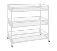 3-Tier Metal Rolling Utility Cart with Wheels - Versatile Storage Shelf Unit & Plant Stand for Indoor/Outdoor Use - White Garden Cart, Mobile for Easy Movement