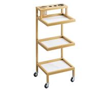3-Tier Metal Salon Trolley Cart - Rolling Hairdresser Utility Cart with Storage Trays for Beauty Salon, Hair Styling, and Salon Supplies nization
