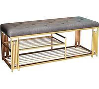 3-Tier Metal Stool with Upholstered Shoe Rack, Space-Saving Storage Bench, nizer for Living Room, Bedroom, Entryway, Hallway - 80x35x42 cm (31x14x17 in)