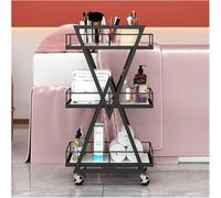 3-Tier Metal Utility Cart for Medical Spa & Beauty Salon - Mobile Manicure/Hair Stylist Trolley with Wheels & Storage Drawer Trays(Color:Nero)