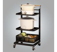 3-Tier Microwave Shelf Stand - Space-Saving Kitchen nizer with Black e, 2 Wooden Boards & 1 Basket for Plates, Cups, and Ders - Perfect Sto Solut