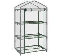 3 Tier Mini Greenhouse Portable Garden Grow House with Roll Up Door and Wire Shelves