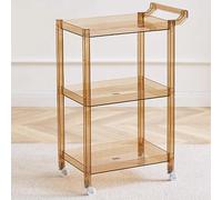 3-Tier Mobile Bar Cart with Wheels & Handle Multi-Functional Drink Trolley for Dining Room Living Room Kitchen - Wine Serving Cart (Color: Yellow)