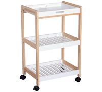 3-Tier Mobile Kitchen Trolley Cart Storage Shelves Rack Rolling Wheels White 46 x 35 x 74.5 cm