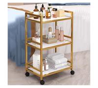 3 Tier Mobile Medical Cart with Wheels for Spa and Beauty Salon Services Gold Metal Rolling Utility Trolley Storage Cart