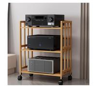 3-Tier Movable AV Media Stand Audio Video Component Rack Stereo Shelf for CD Player Speaker & Game Console Corner Entertainment Center Stylish Storage Solution (W-50CM)