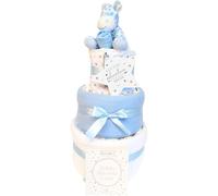 3 Tier Nappy Cake Diaper for Newborn Boy Keepsake Gift Set (9 Pieces Milestone Cards, Giraffe Socks, Towel Muslins Plaque) Baby Shower Maternity Presents for Mum to Be