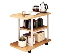 3 Tier Narrow Side Table with Wheels, Modern Wood End Table with Storage for Living Room and Bedroom, Space-Saving Coffee Table Chairside Table