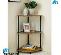 3 Tier OAK Walnut Corner Shelf Side End Table Storage Office Bedroom