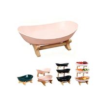 3 Tier Oval Fruit Basket, 2026 Upgraded Fruit Basket With Bamboo Stand, 3-Tier Kitchen Countertop Organizer With Detachable Bowls For Fruits, Vegetables, Snacks For Home Decor & Party (pink,1 Layer)