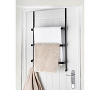 3 Tier Over Door Towel Rail - Black - Featuring Two Hooks For Quick Installation And A Sleek, Modern Design, Simply Hook The Rail Over Your Bathroom Door And Store Your Towels With Ease