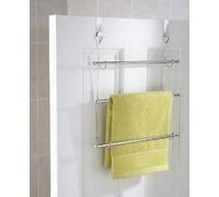 3 Tier Over Door Towel Rail Rack Chrome Hanger Holder Bathroom Organizer Storage by E Trade