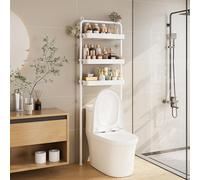 3-Tier Over The Toilet Storage Shelf Adjustable Bathroom Space-Saving Freestanding Shelves Perfect Over Toilet Storage Solution for Small Bathrooms