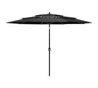 3-Tier Parasol with Aluminium Pole Anthracite 3 m Berkfield Home Black One Size