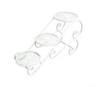 3 Tier Plant Stand 59cm Iron Frame Black White Indoor Outdoor Display | Tool-free assembly sturdy iron frame for rust resistance modern minimalist style size 59x28x22cm