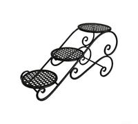 3 Tier Plant Stand 59cm Iron Frame Black White Indoor Outdoor Display | Tool-free assembly sturdy iron frame for rust resistance modern minimalist style size 59x28x22cm