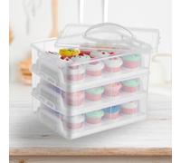 3 Tier Plastic Cake Box Carrier Cupcake Storage Box Container Clear With Lid